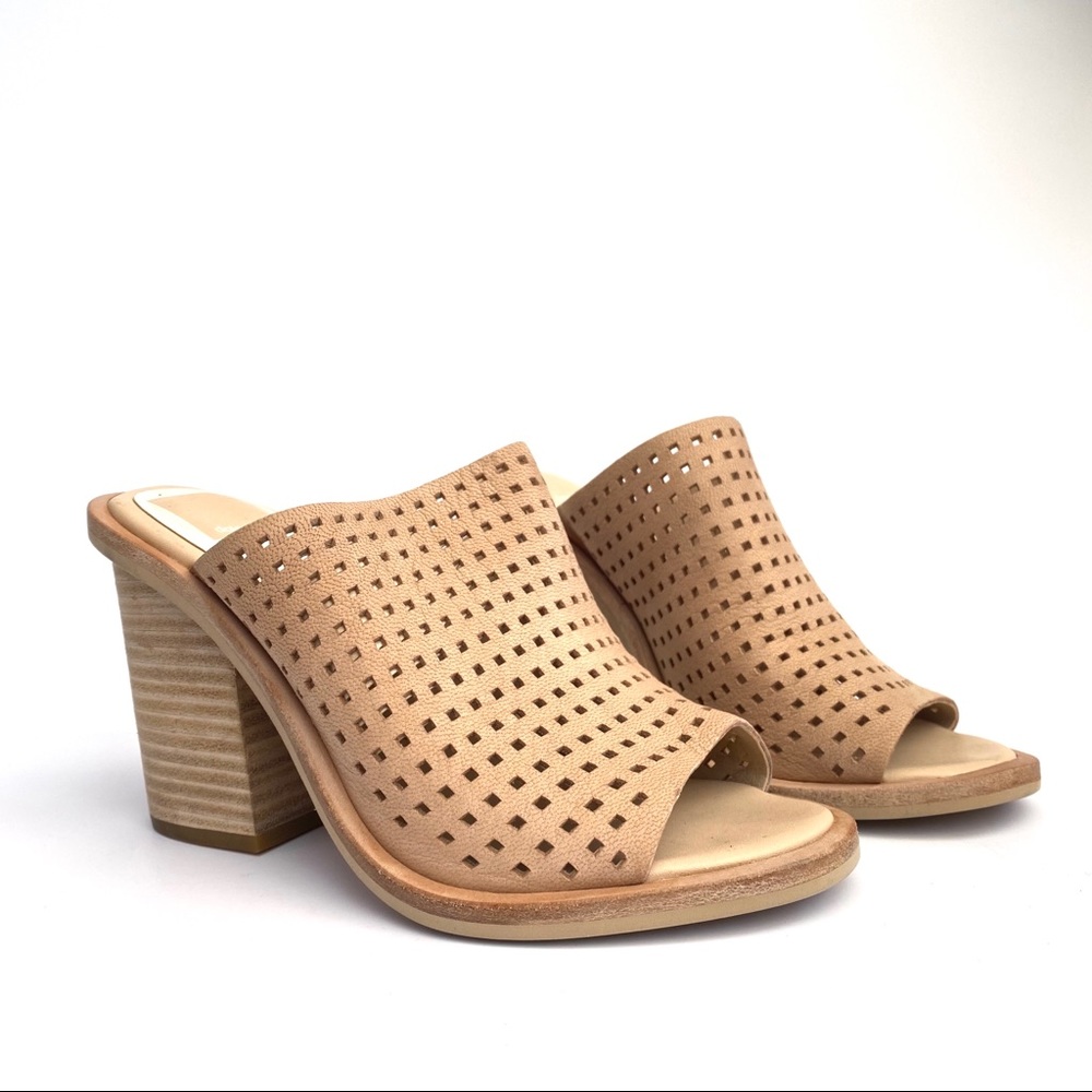 Dolce Vita Wales Block Heel Sandal Blush Size 6/ Perforated Leather Open Toe